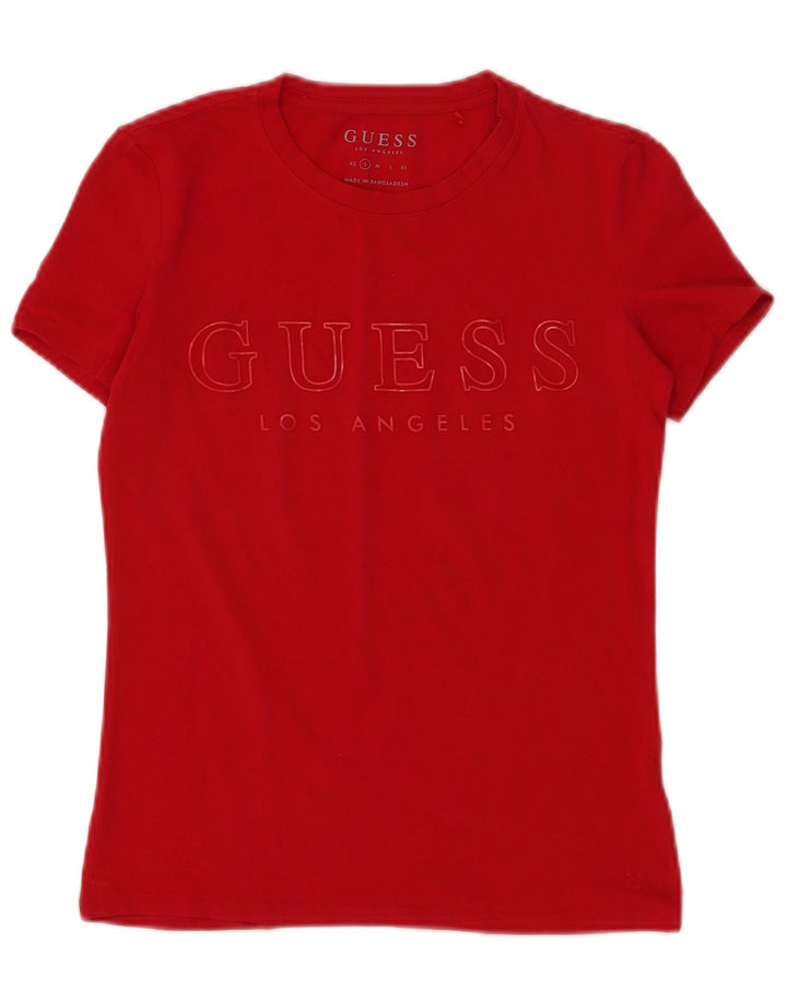 Camiseta feminina Guess com estampa gráfica UK 10 pequena vermelha