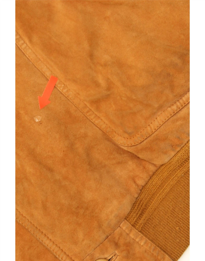 Jaqueta bomber masculina vintage de camurça UK 40 grande marrom