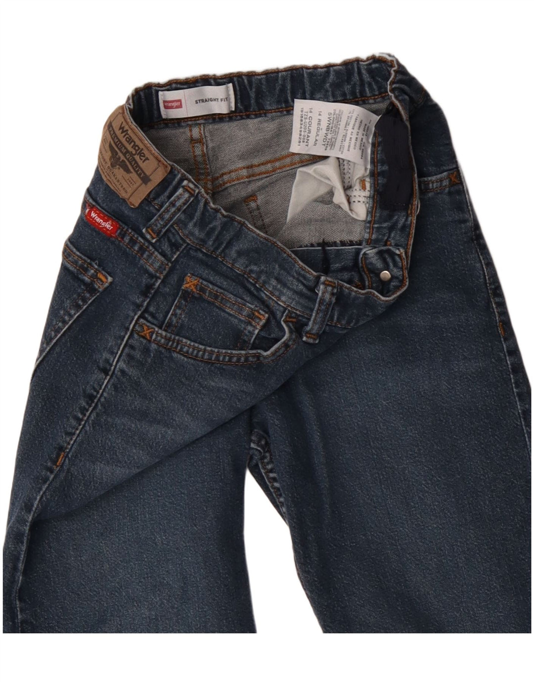 Wrangler Boys Straight Jeans 13-14 Anos W26 L27 Azul Algodão