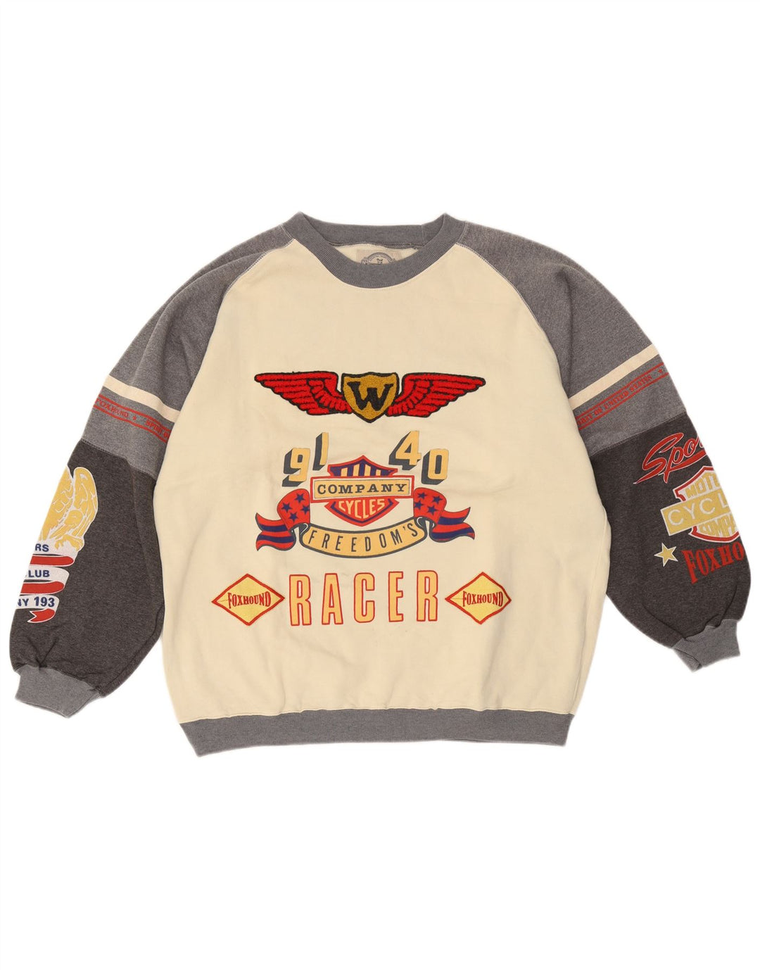 Foxhound moletom gráfico masculino jumper médio off white algodão colorblock
