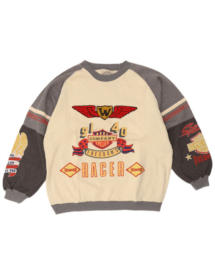 Foxhound moletom gráfico masculino jumper médio off white algodão colorblock