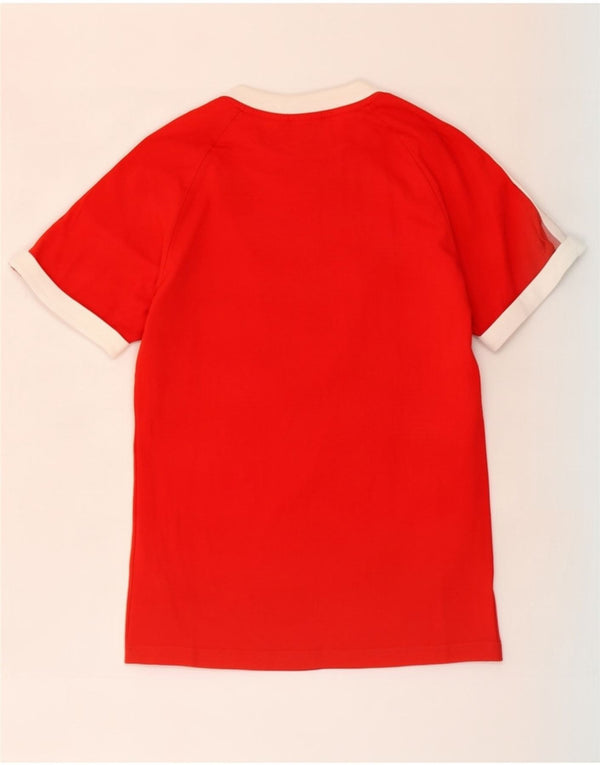 Adidas Mens T-Shirt Top Pequeno Algodão Colorblock Vermelho