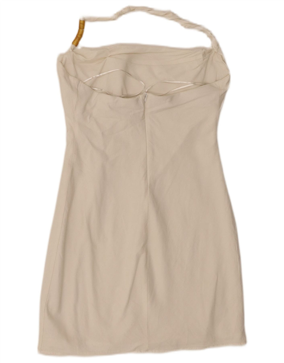 Zara Mini vestido halter feminino Reino Unido 14 grande viscose branca