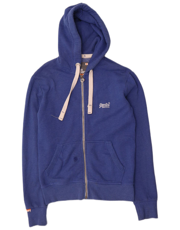 Suéter masculino Superdry com capuz e zíper pequeno azul algodão