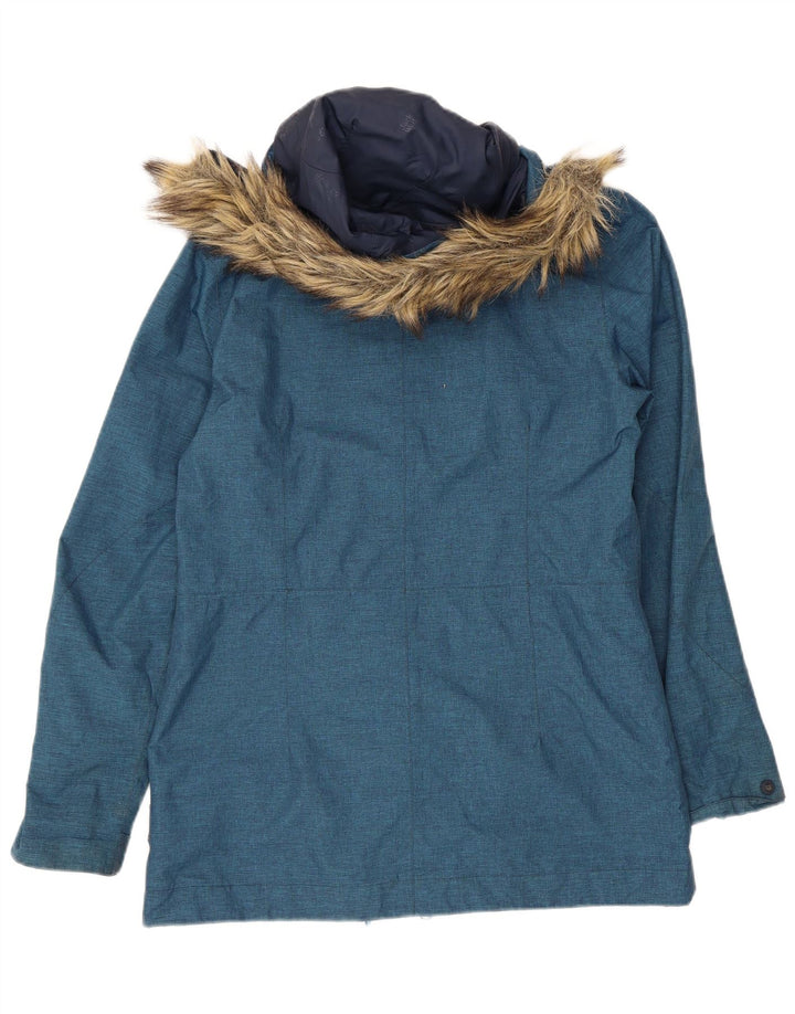 Jaqueta parka feminina com capuz Jack Wolfskin Reino Unido 10 poliéster azul pequeno