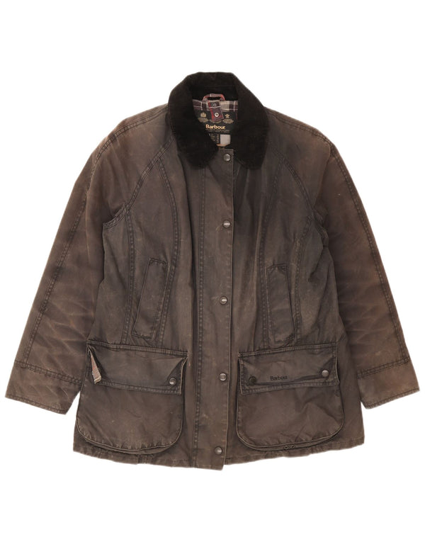 Jaqueta feminina de algodão encerado Barbour UK 14 grande cinza