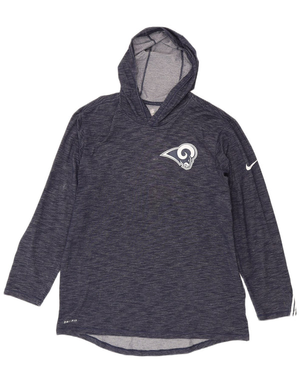 Top com capuz Nike masculino Los Angeles Rams manga comprida grande azul marinho manchado