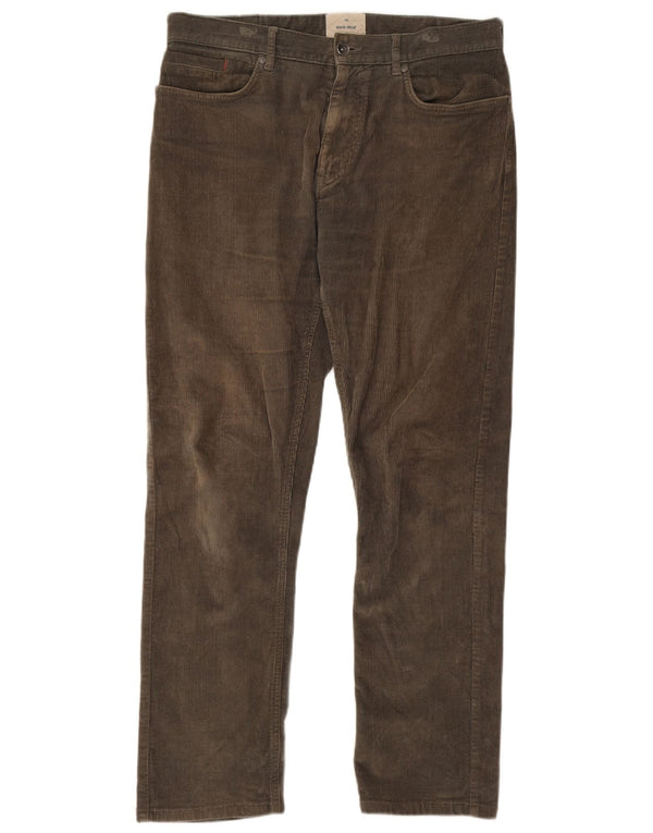 Calça masculina de veludo cotelê reto branco W32 L29 algodão cáqui
