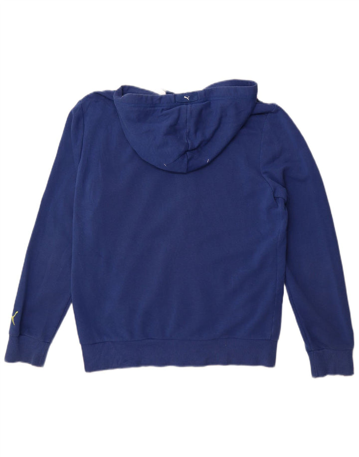 Suéter masculino Puma com capuz e zíper gráfico pequeno azul algodão