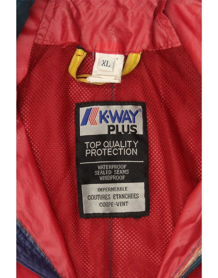 Jaqueta de chuva masculina com capuz K-WAY UK 42 XL vermelho colorblock poliamida