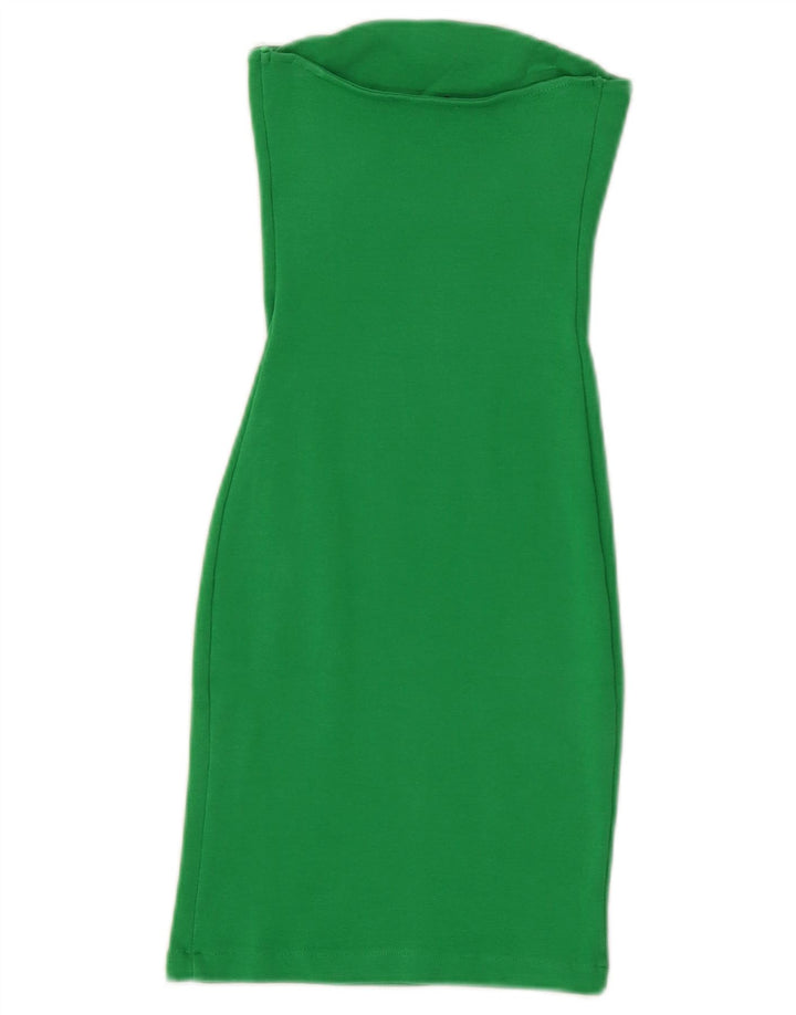 Vestido sem alças feminino Zara Reino Unido 8 pequeno algodão verde