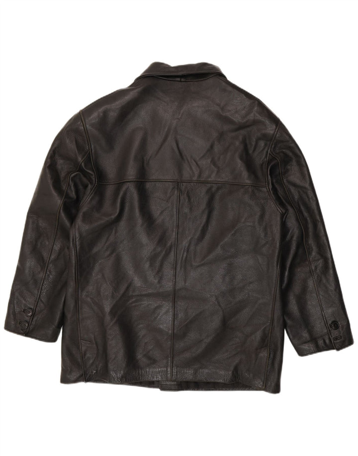 Jaqueta de couro masculina vintage IT 50 grande couro preto