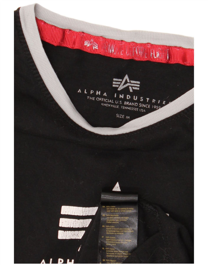 Camiseta feminina gráfica ALPHA INDUSTRIES UK 14 algodão preto médio