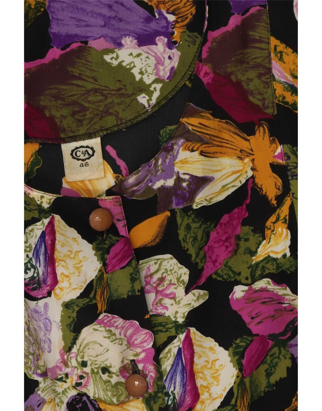 Blusa feminina C&A manga 3/4 EU 46 XL poliéster floral multicolorido