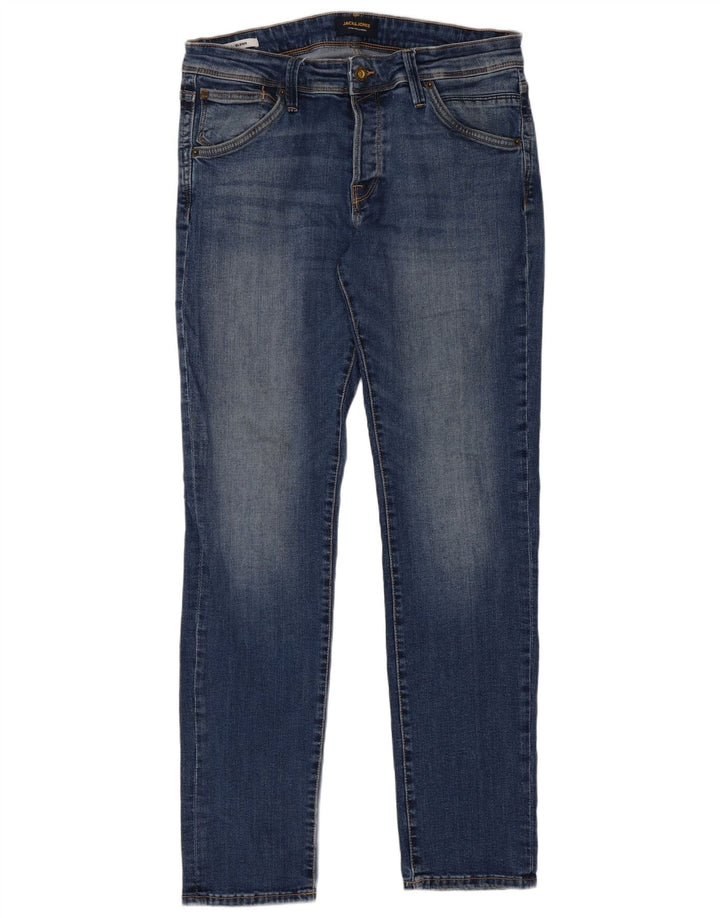 Jack & Jones Masculino GLENN Slim Jeans W32 L32 Azul Algodão