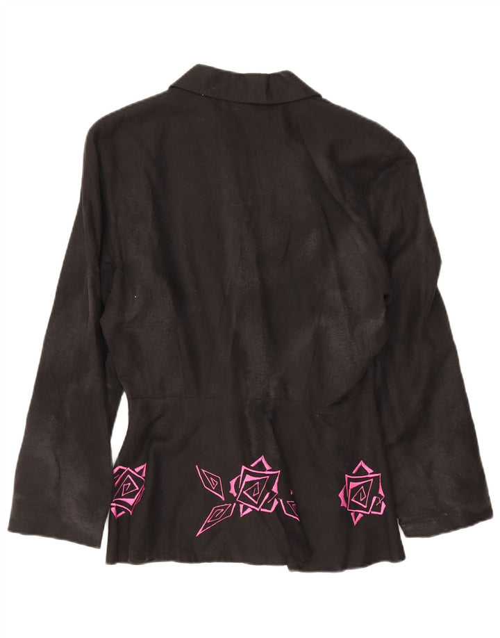 Jaqueta blazer feminina Anna Lugli com peito duplo IT 42 médio preto floral
