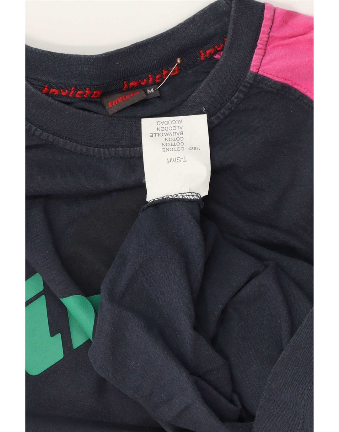 Camiseta masculina gráfica Invicta Top médio azul marinho algodão colorblock