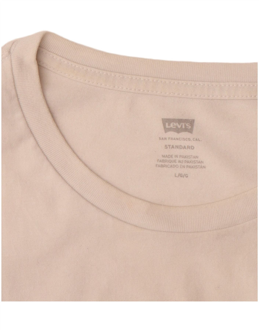 LEVI'S Mens Standard T-Shirt Top Large Off White Cotton