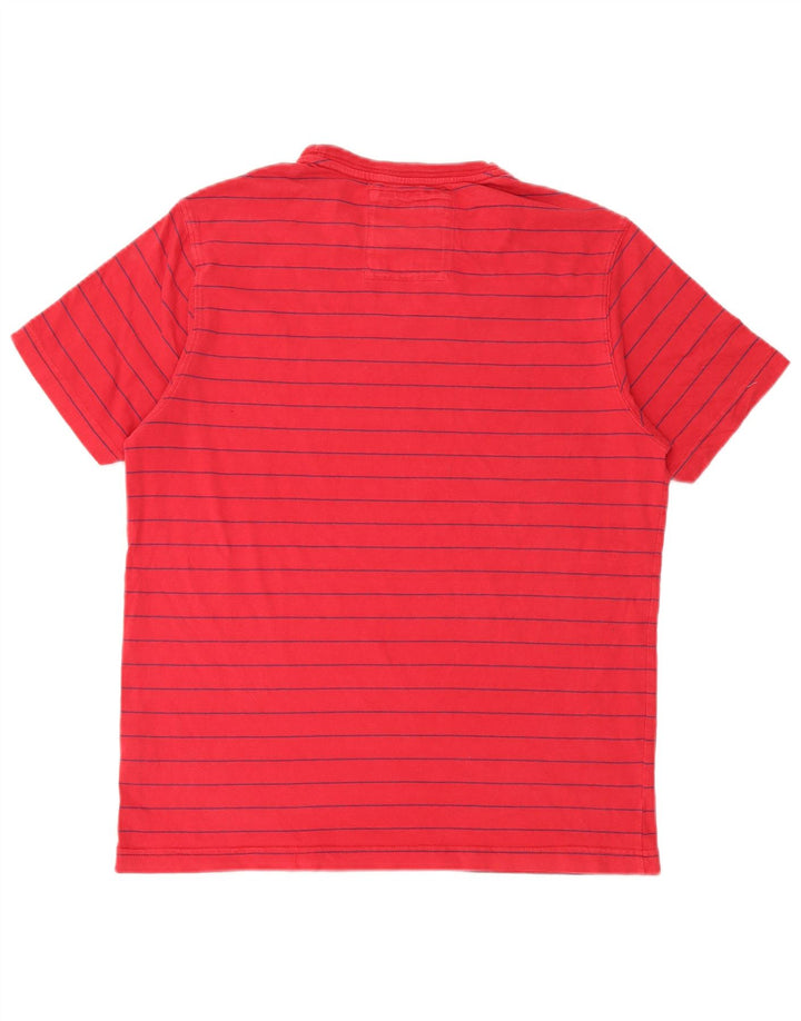 Camiseta masculina Crew Clothing Top médio listrado vermelho algodão