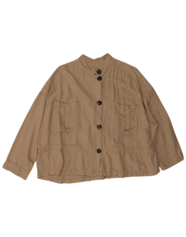 Zara Jaqueta bomber feminina oversized manga 3/4 Reino Unido 14 Médio Bege