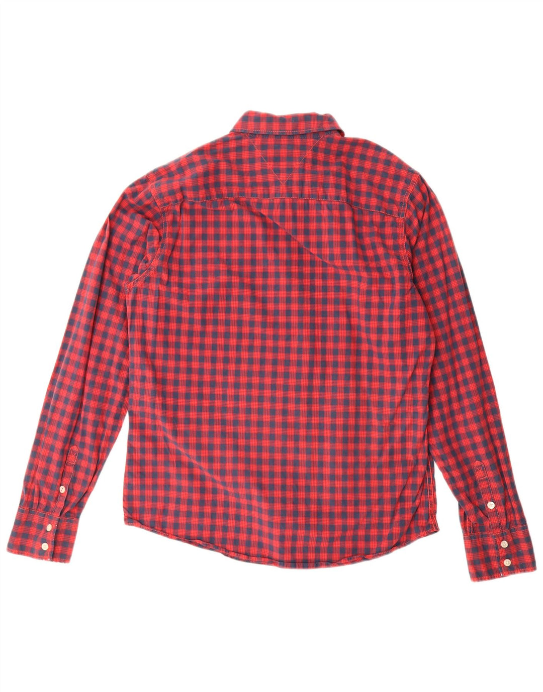 Camisa masculina Tommy Hilfiger grande xadrez vermelho algodão