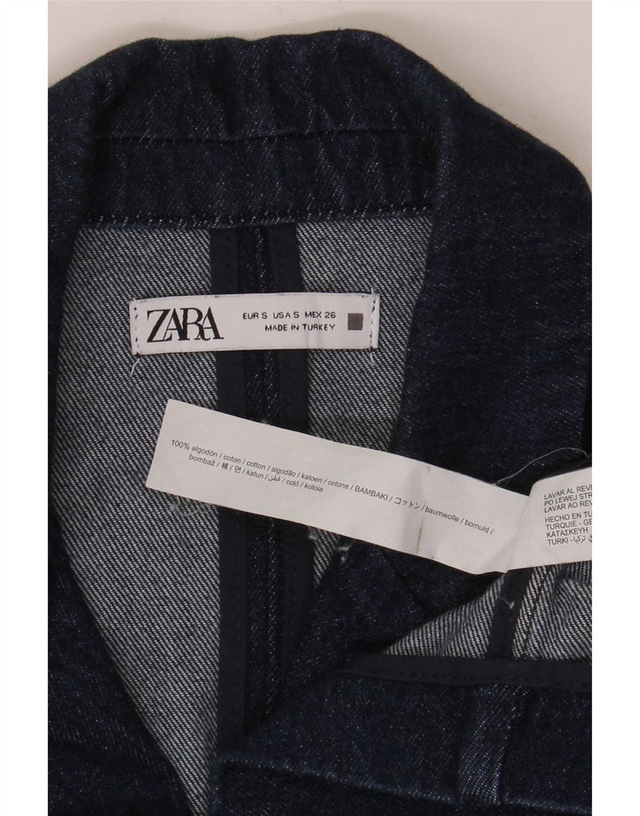 Jaqueta blazer feminina Zara com corte duplo e peito duplo, Reino Unido 10, pequena, azul marinho