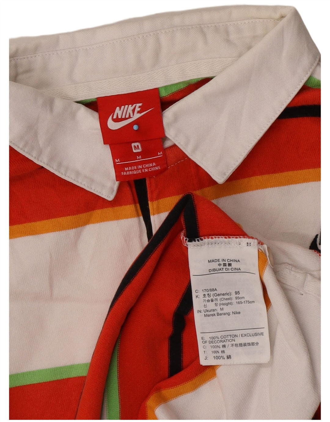 Camisa polo masculina de rugby de manga comprida Nike média de algodão listrado multicolorido
