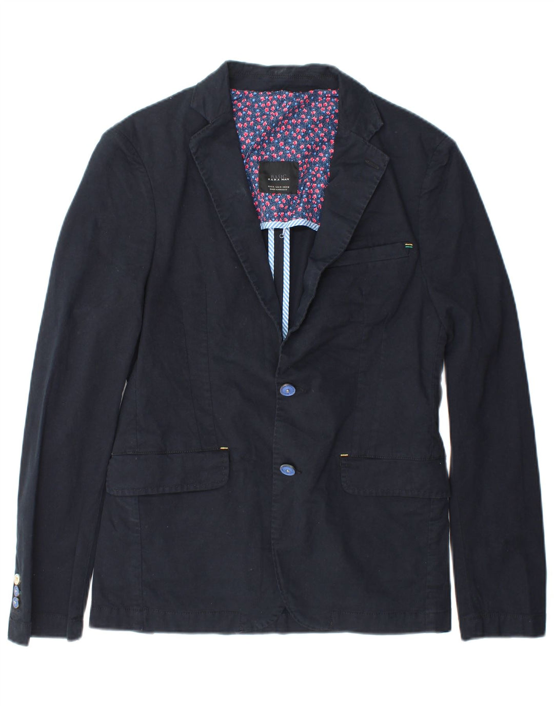 Jaqueta blazer masculina Zara com 2 botões Reino Unido 38 azul marinho médio