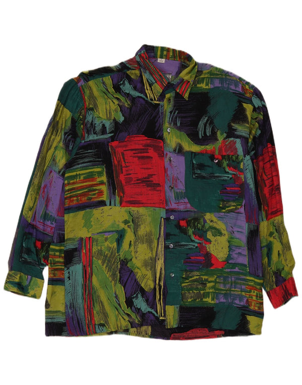 Camisa vintage masculina abstrata padrão tamanho 41/42 grande multicolorida