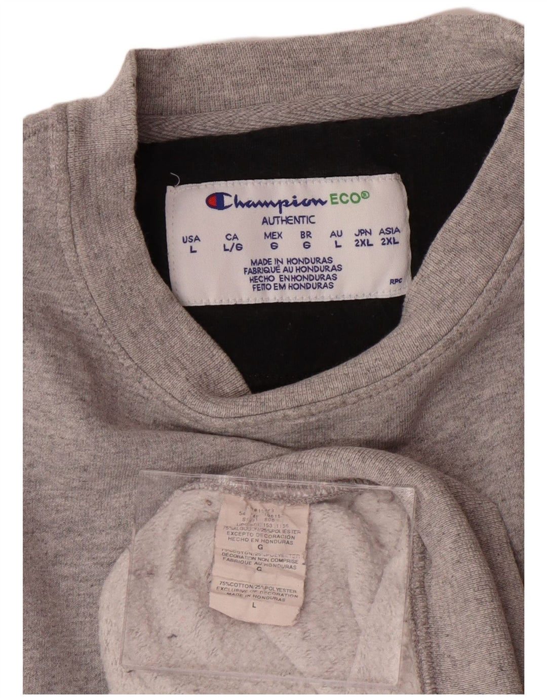 CHAMPION Moletom Masculino Jumper Grande Algodão Cinza