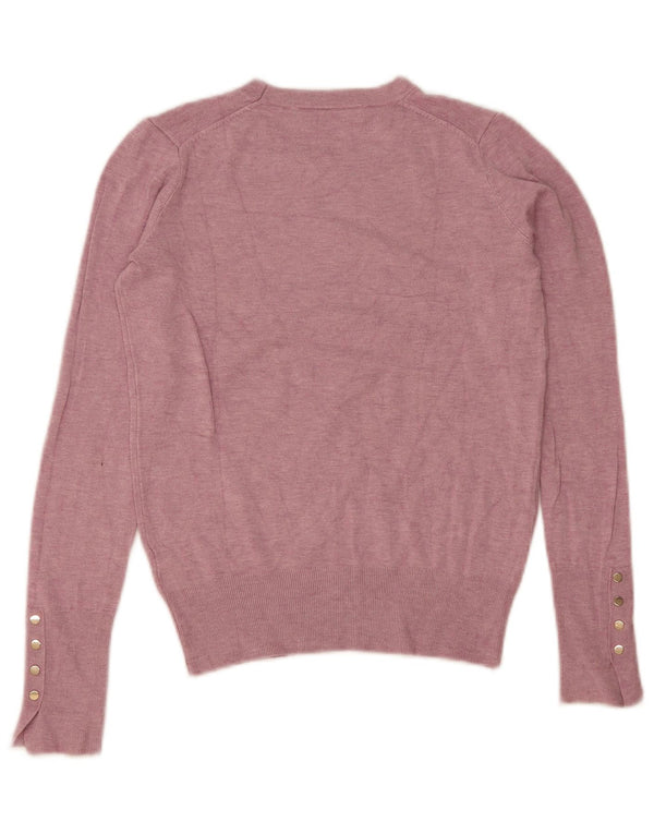 Suéter feminino Zara com gola redonda e viscose rosa pequena Reino Unido 10