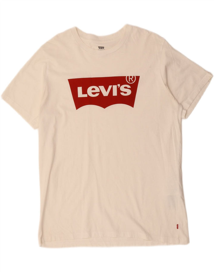 Camiseta masculina Levi's Standard Fit gráfica top grande de algodão branco