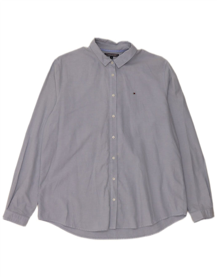 Camisa feminina TOMMY HILFIGER regular fit US 10 grande algodão azul