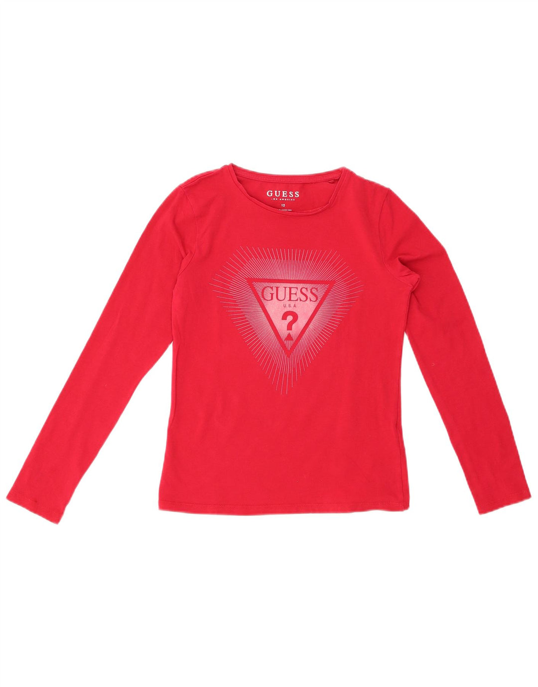 Top gráfico feminino GUESS manga comprida 11-12 anos algodão vermelho
