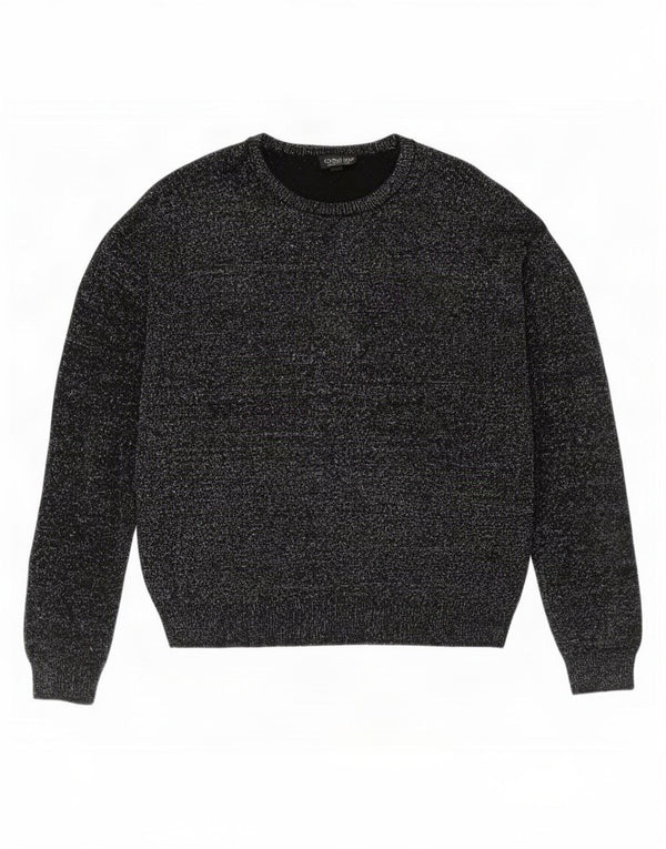 Topshop suéter feminino oversized com gola redonda Reino Unido 10 pequeno preto manchado