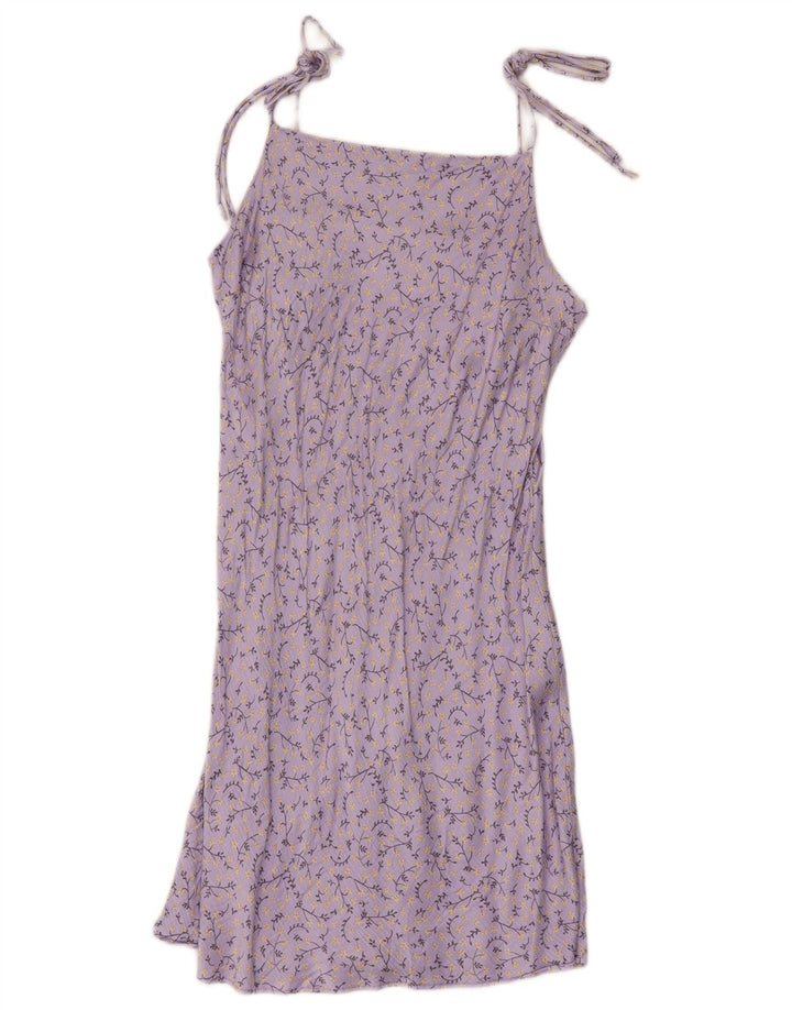 Vestido de verão feminino Zara UK 12 médio roxo floral