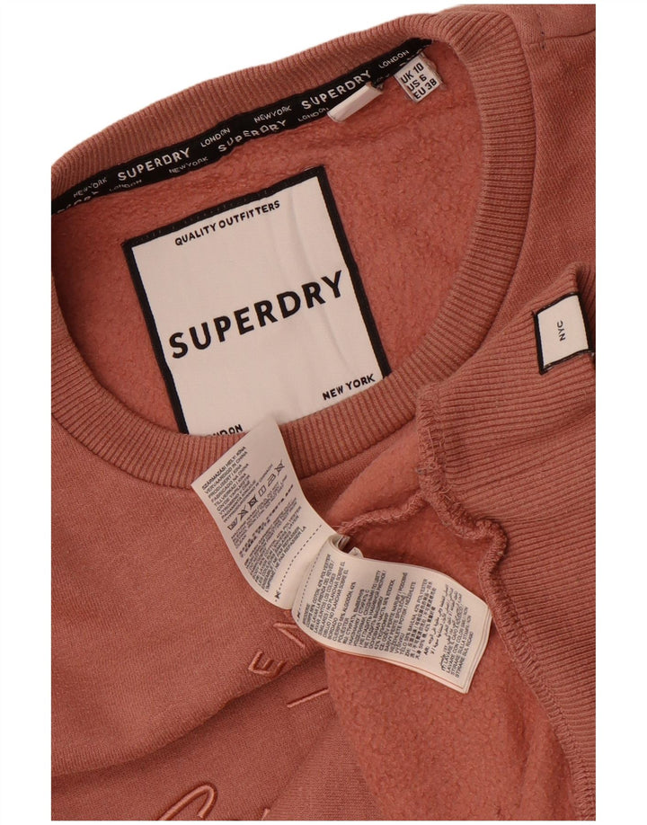 Superdry feminino gráfico oversized moletom jumper UK 10 pequeno algodão rosa