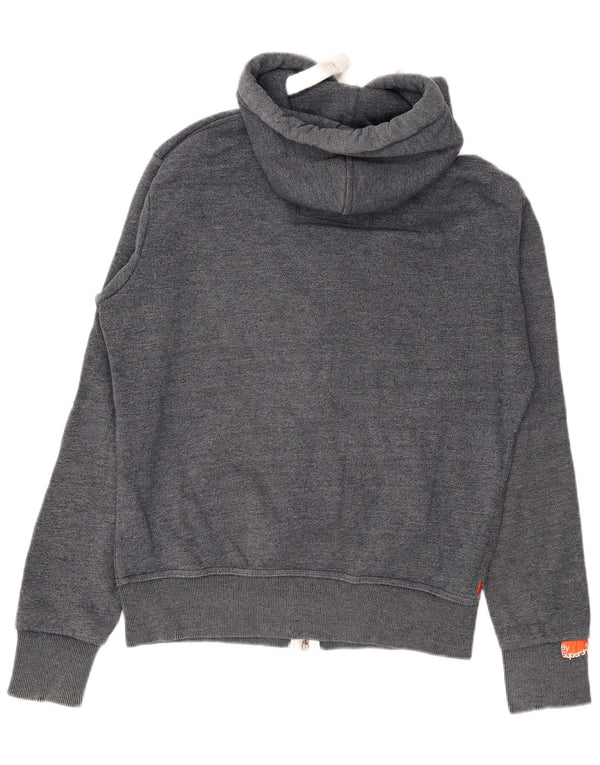 Suéter masculino Superdry com capuz e zíper médio cinza algodão