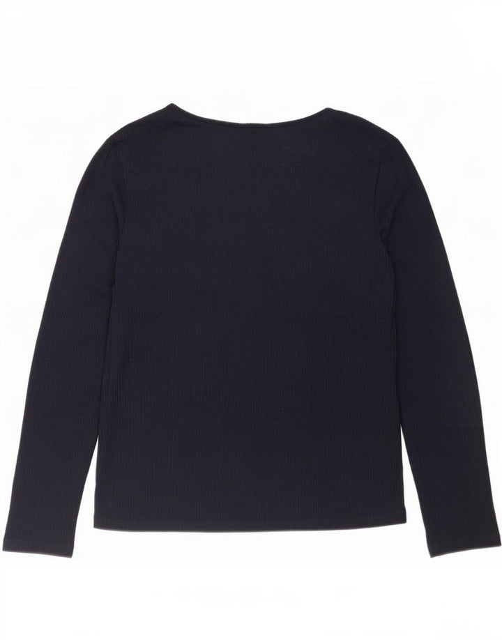 Blusa feminina de manga comprida Marks & Spencer Reino Unido 16 grande azul marinho