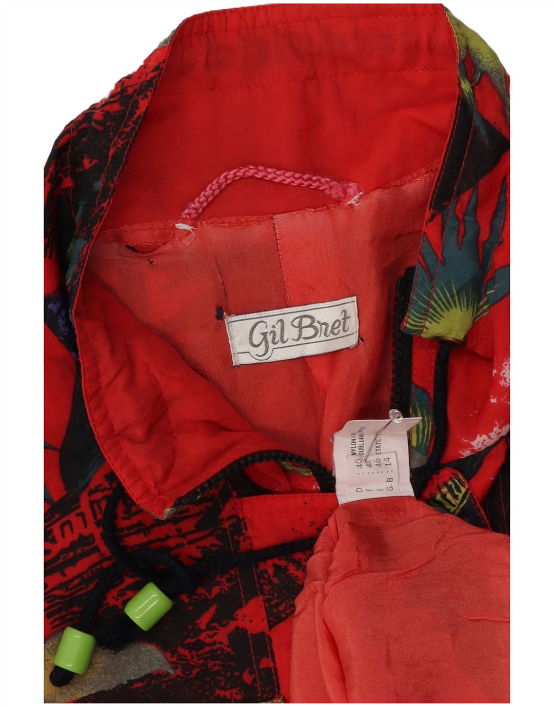 Gil Bret Jaqueta corta-vento feminina grande Reino Unido 14 grande vermelho floral
