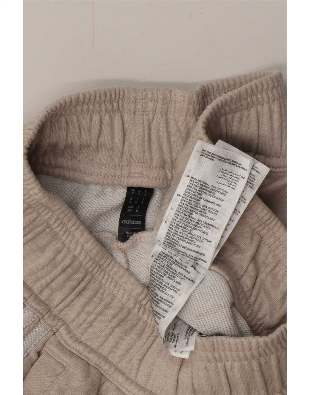 Adidas Mens Treino Calças Joggers Pequeno Algodão Bege