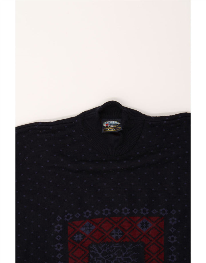 Suéter masculino NORTH POLE com gola tartaruga 2XL azul marinho Fair Isle Wool