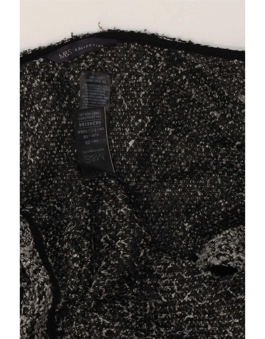 Suéter cardigã feminino Marks & Spencer Reino Unido 20 2XL poliéster manchado cinza