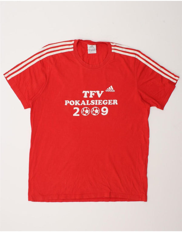Adidas Mens Graphic T-Shirt Top UK 46/48 XL Algodão Vermelho