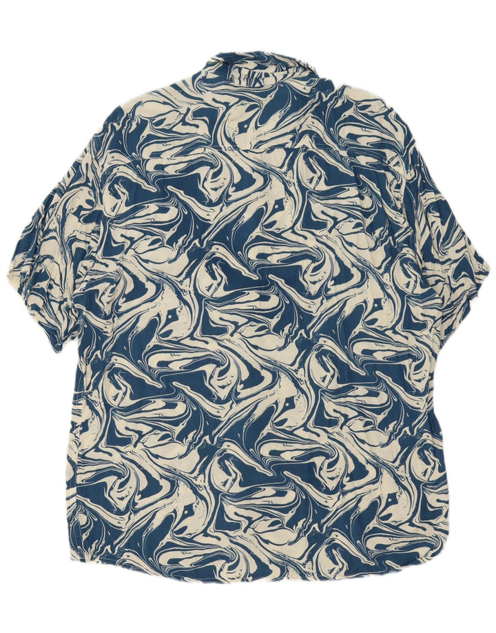 Heartless Mens Abstract Padrão Camisa de manga curta 2XL algodão azul marinho