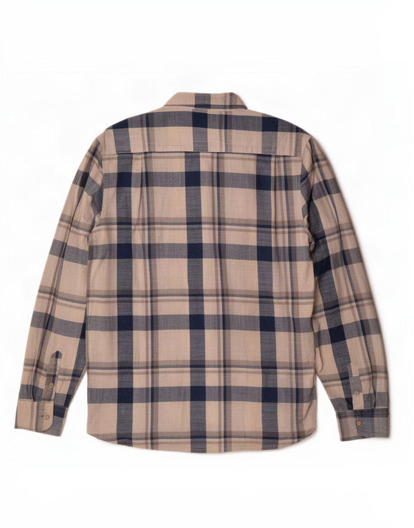 Camisa masculina Wrangler grande algodão xadrez bege