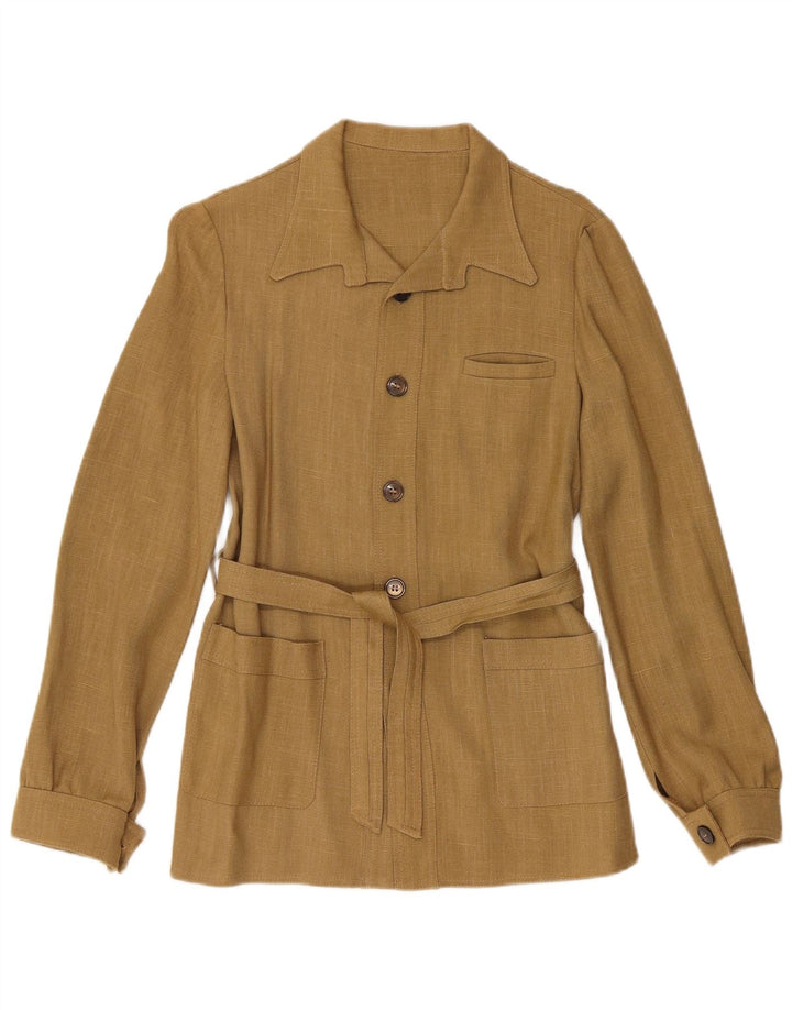 Camiseta feminina vintage IT 42 médio cáqui viscose clássica
