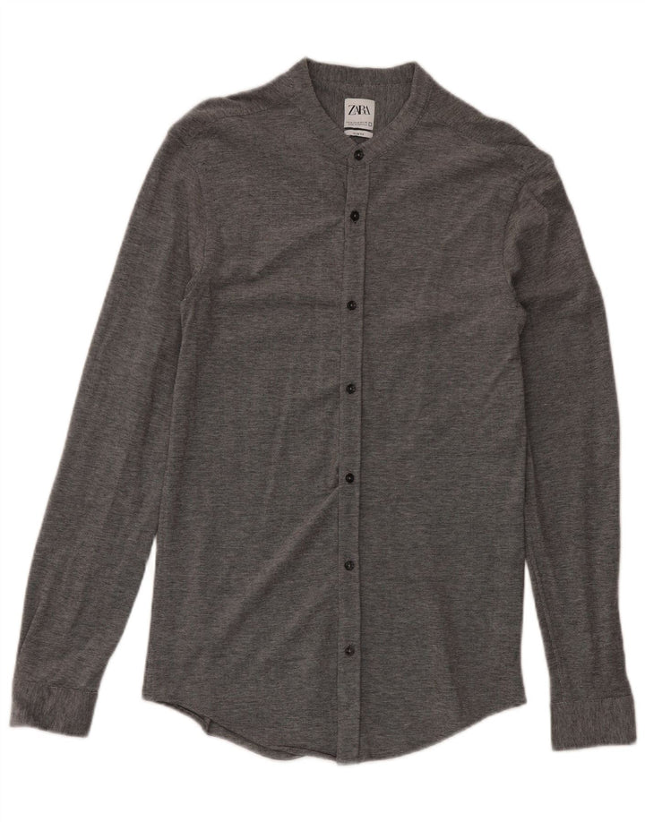 Camisa masculina Zara Slim Fit algodão cinza médio