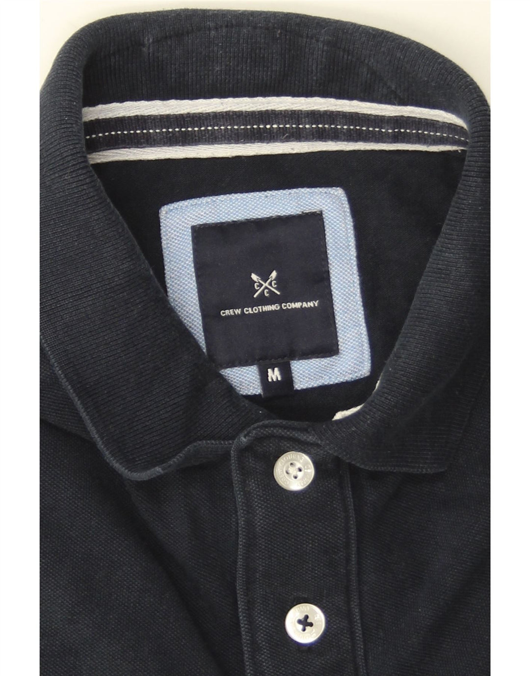 Camisa polo masculina Crew Clothing algodão azul marinho médio