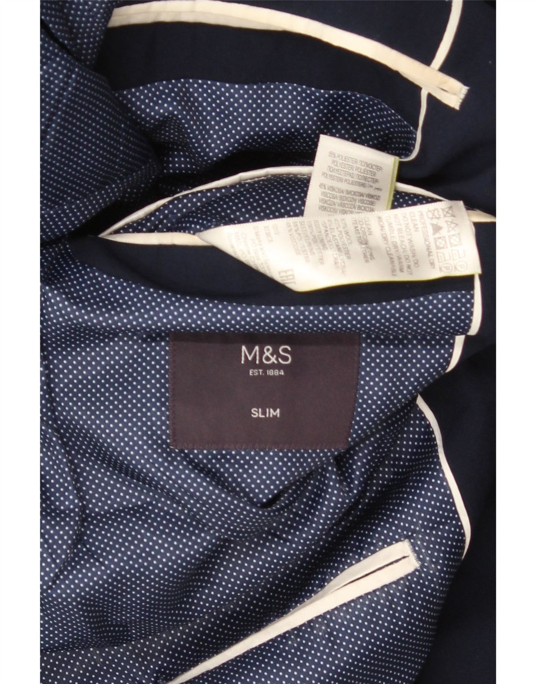 Jaqueta Blazer Slim Masculina de 2 Botões Marks & Spencer Reino Unido 38 Azul Marinho Médio